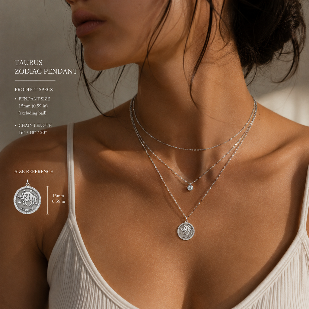 ASTRO ⬩ Taurus Diamond Zodiac Coin Pendant