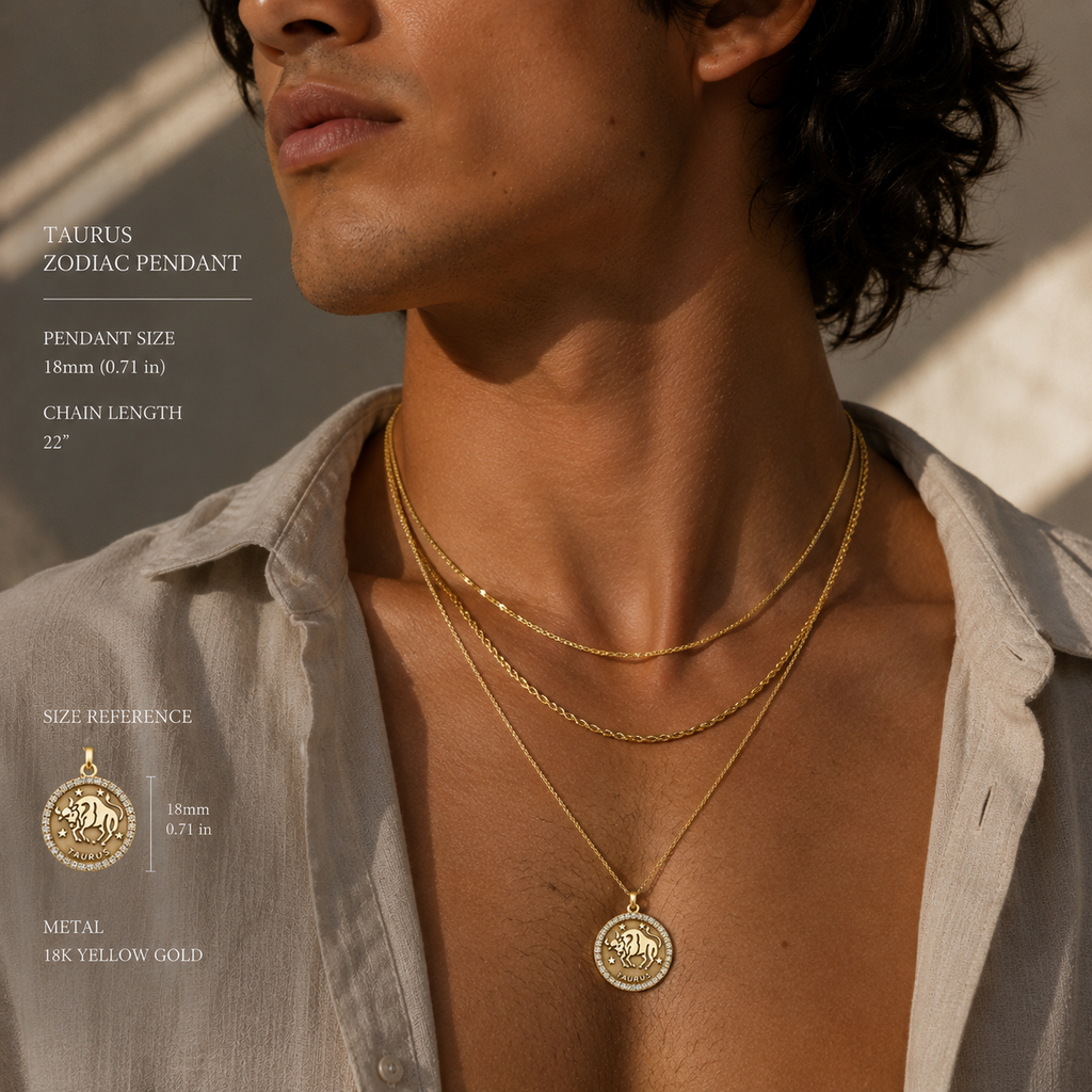 ASTRO ⬩ Taurus Diamond Zodiac Coin Pendant