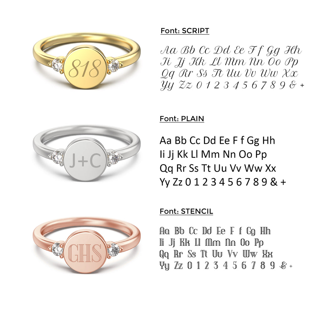 Birthstone & Initial Round Disc Ring