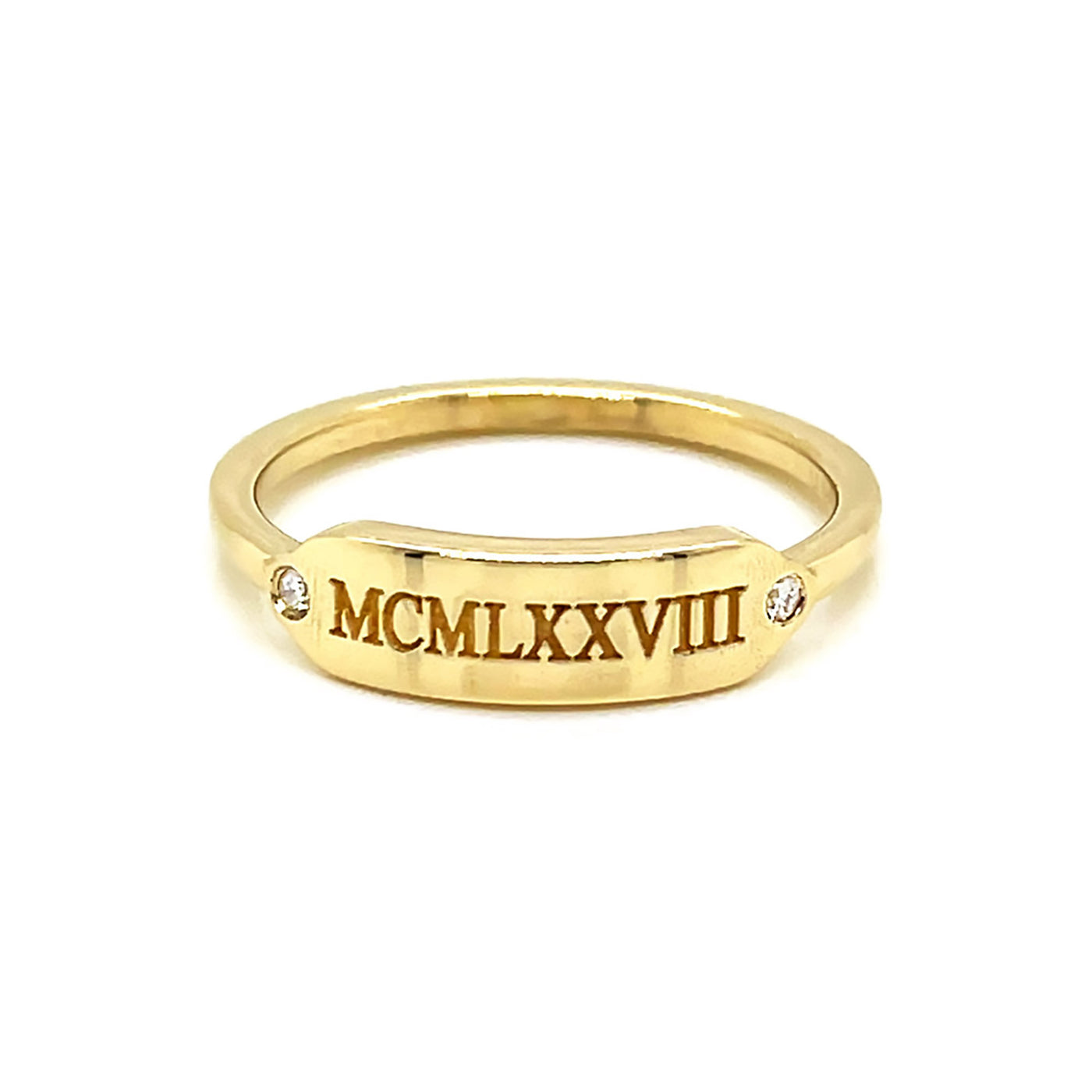 Accented Curve Bar Signet Ring