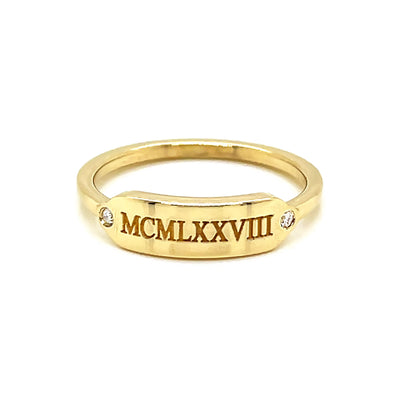 Accented Curve Bar Signet Ring