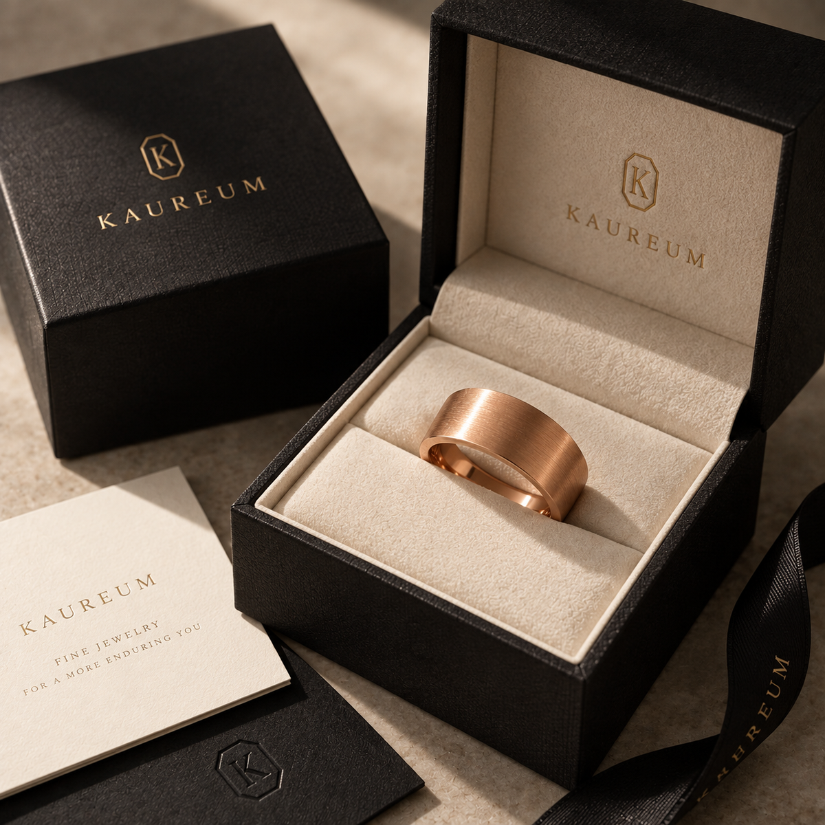 Classic Tungsten Band ⬩ Matte Rose Gold