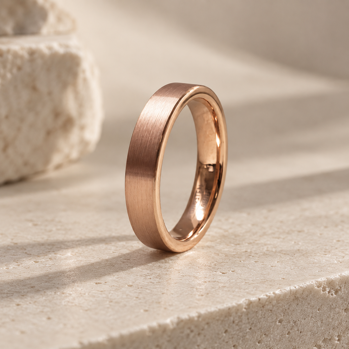 Classic Tungsten Band ⬩ Matte Rose Gold