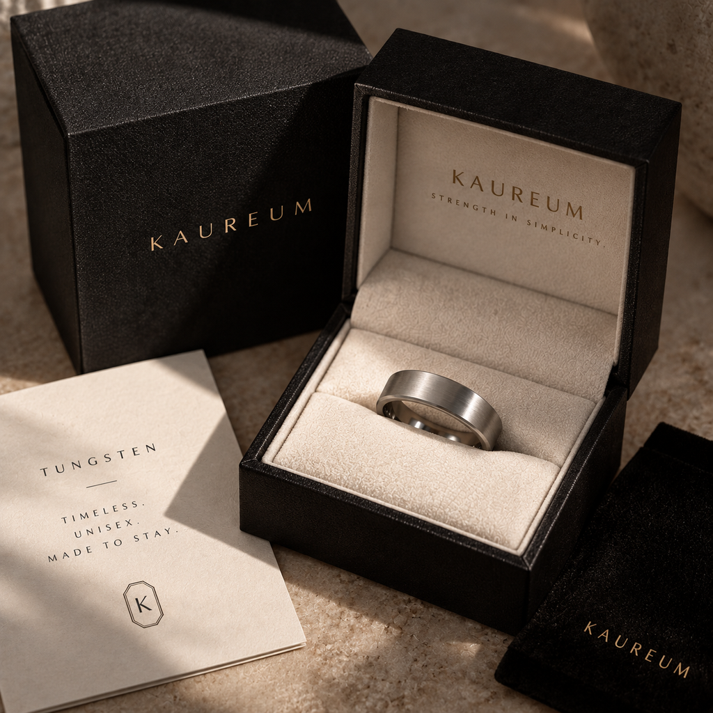 Classic Tungsten Band ⬩ Matte White Gold