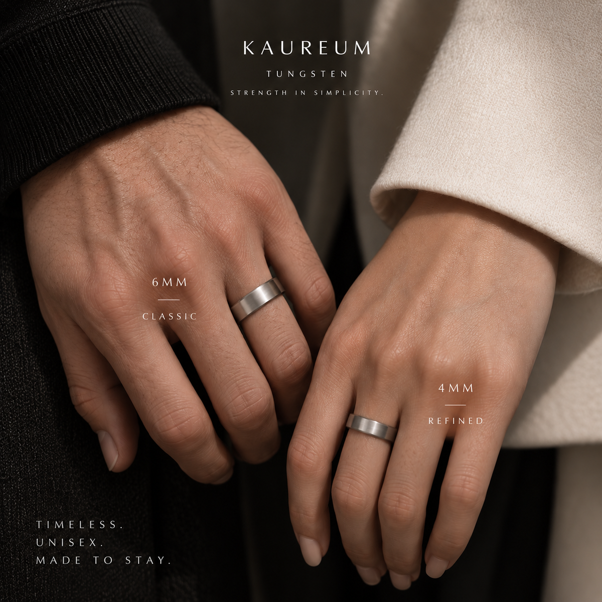 Classic Tungsten Band ⬩ Matte White Gold