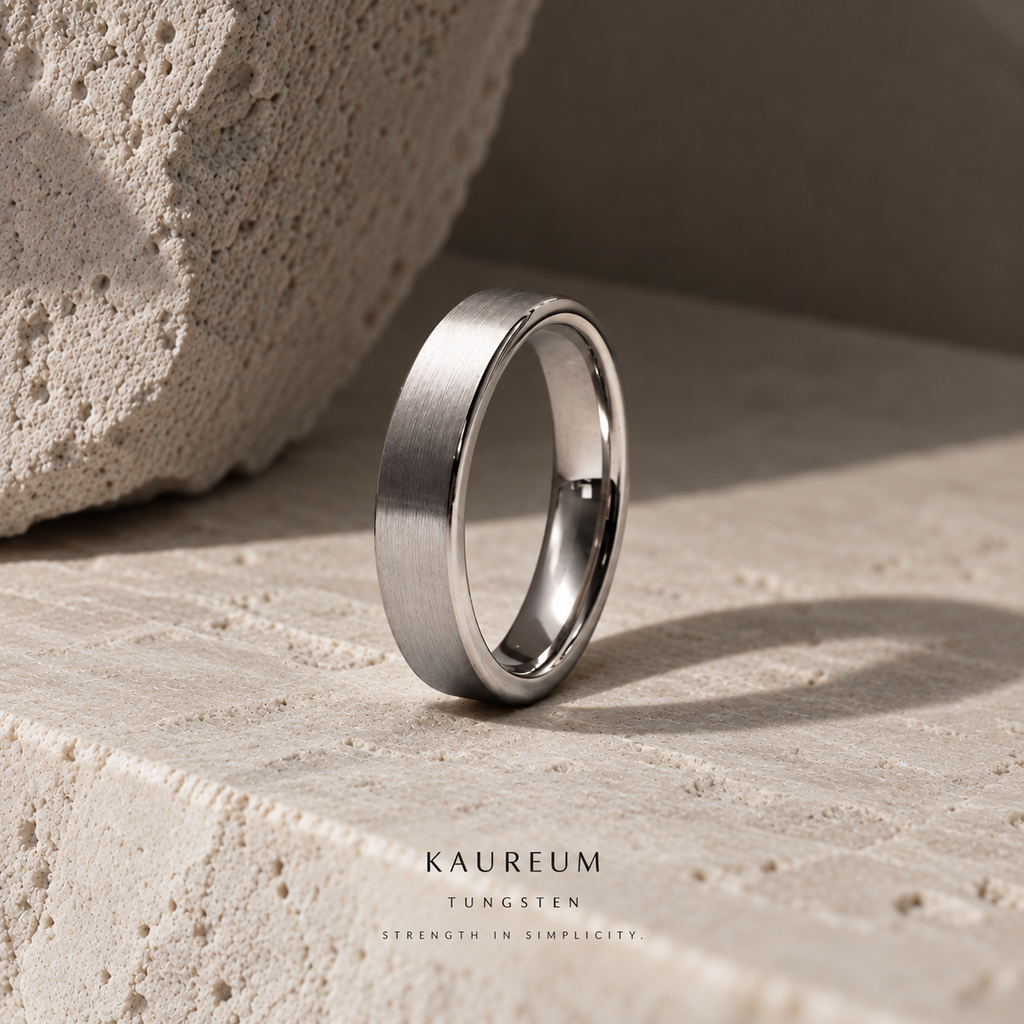Classic Tungsten Band ⬩ Matte White Gold