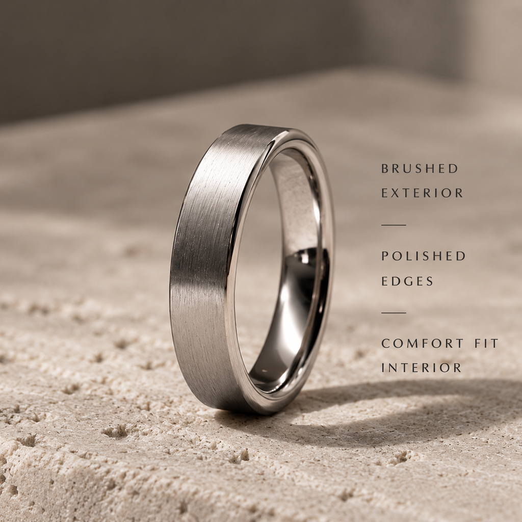 Classic Tungsten Band ⬩ Matte White Gold