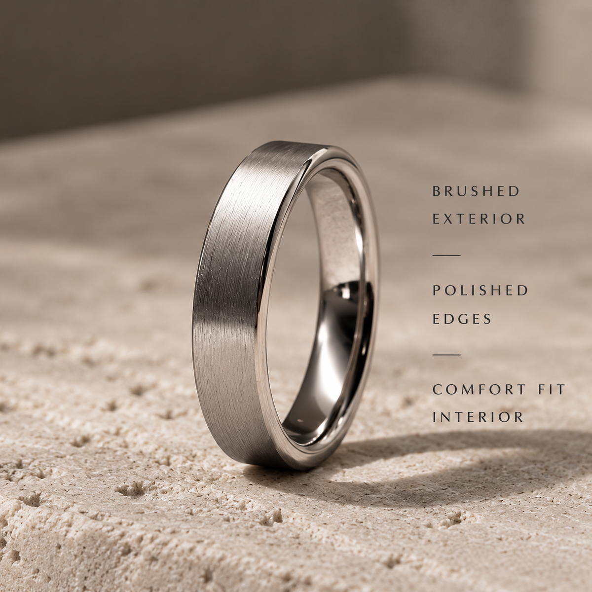 Classic Tungsten Band ⬩ Matte White Gold