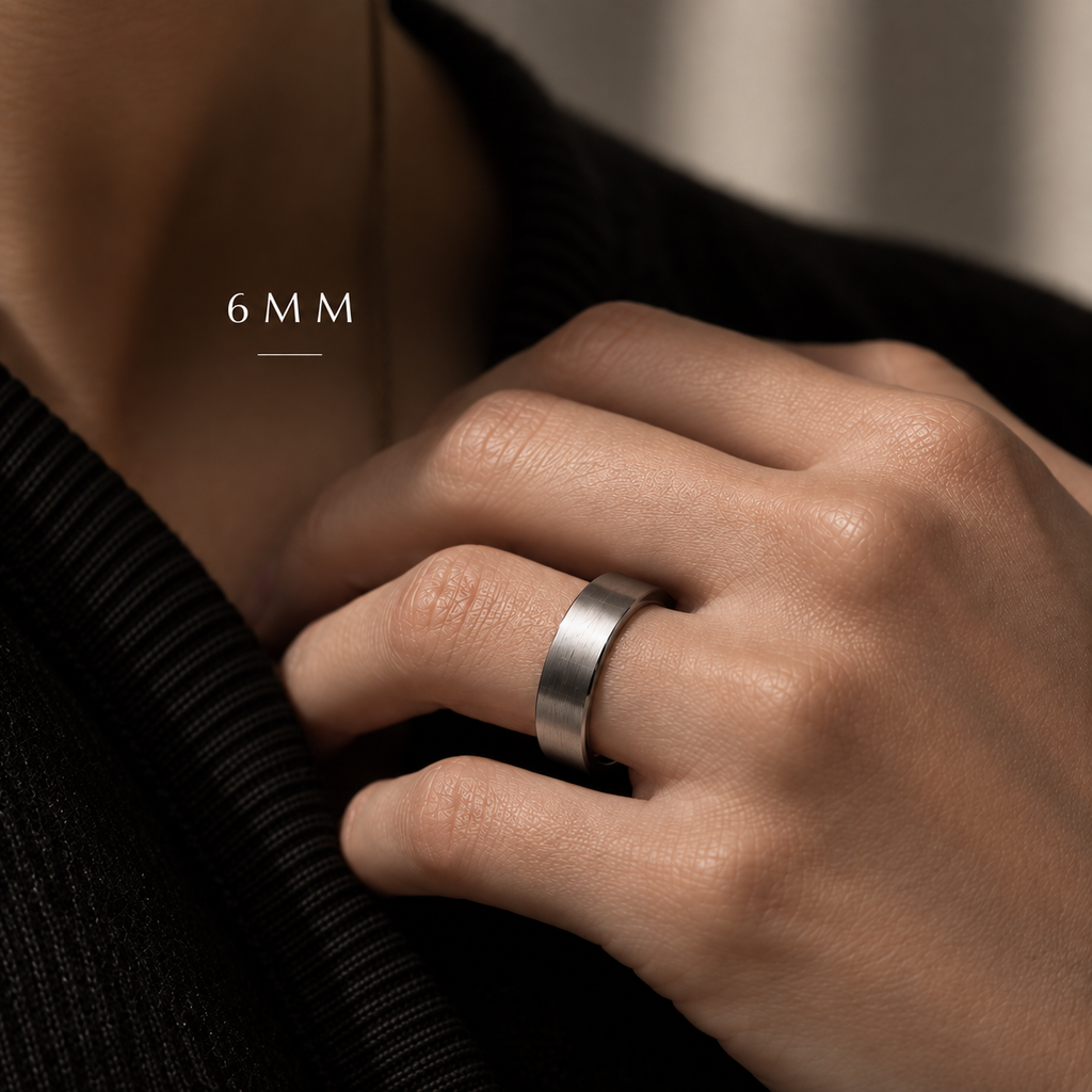 Classic Tungsten Band ⬩ Matte White Gold