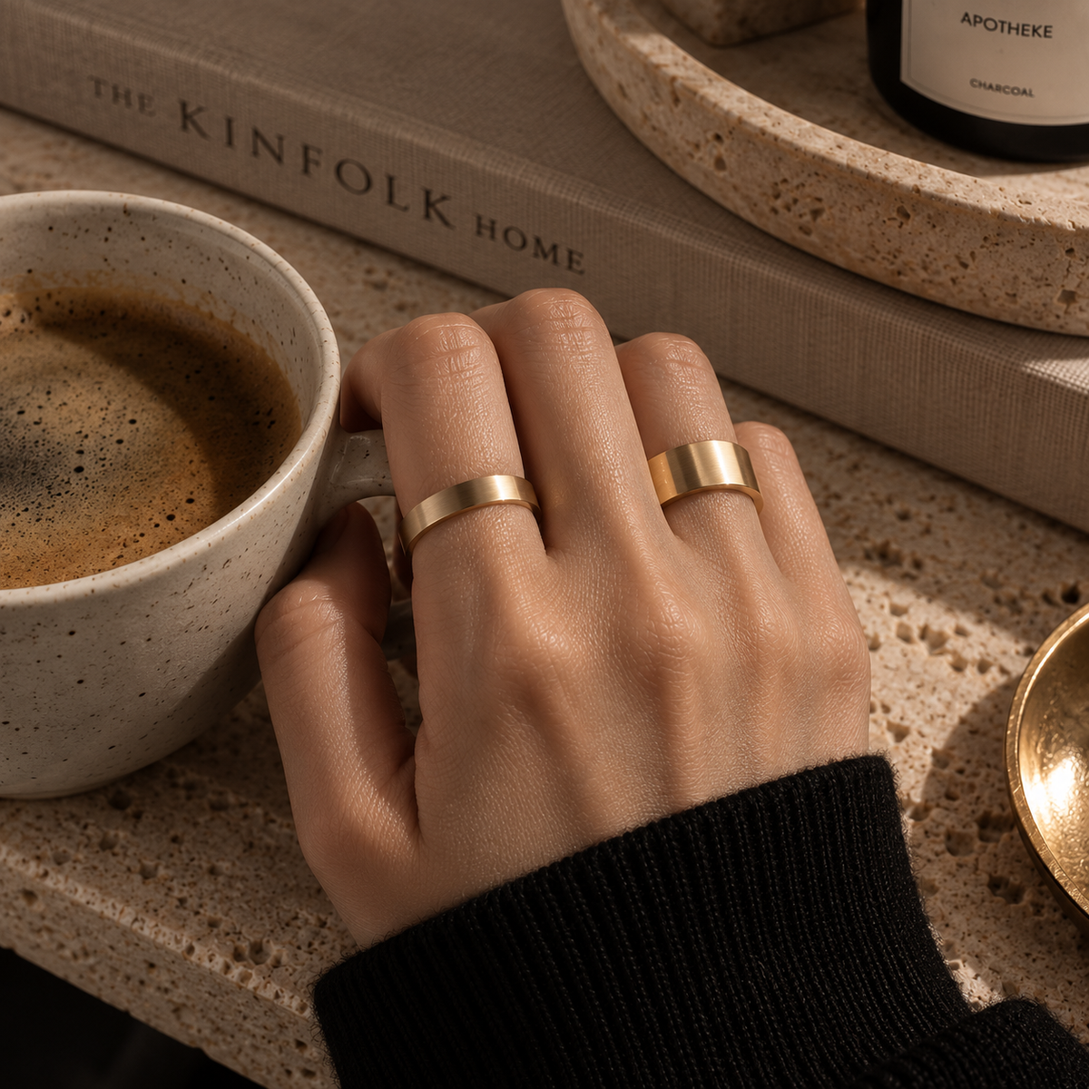 Classic Tungsten Band ⬩ Matte Gold