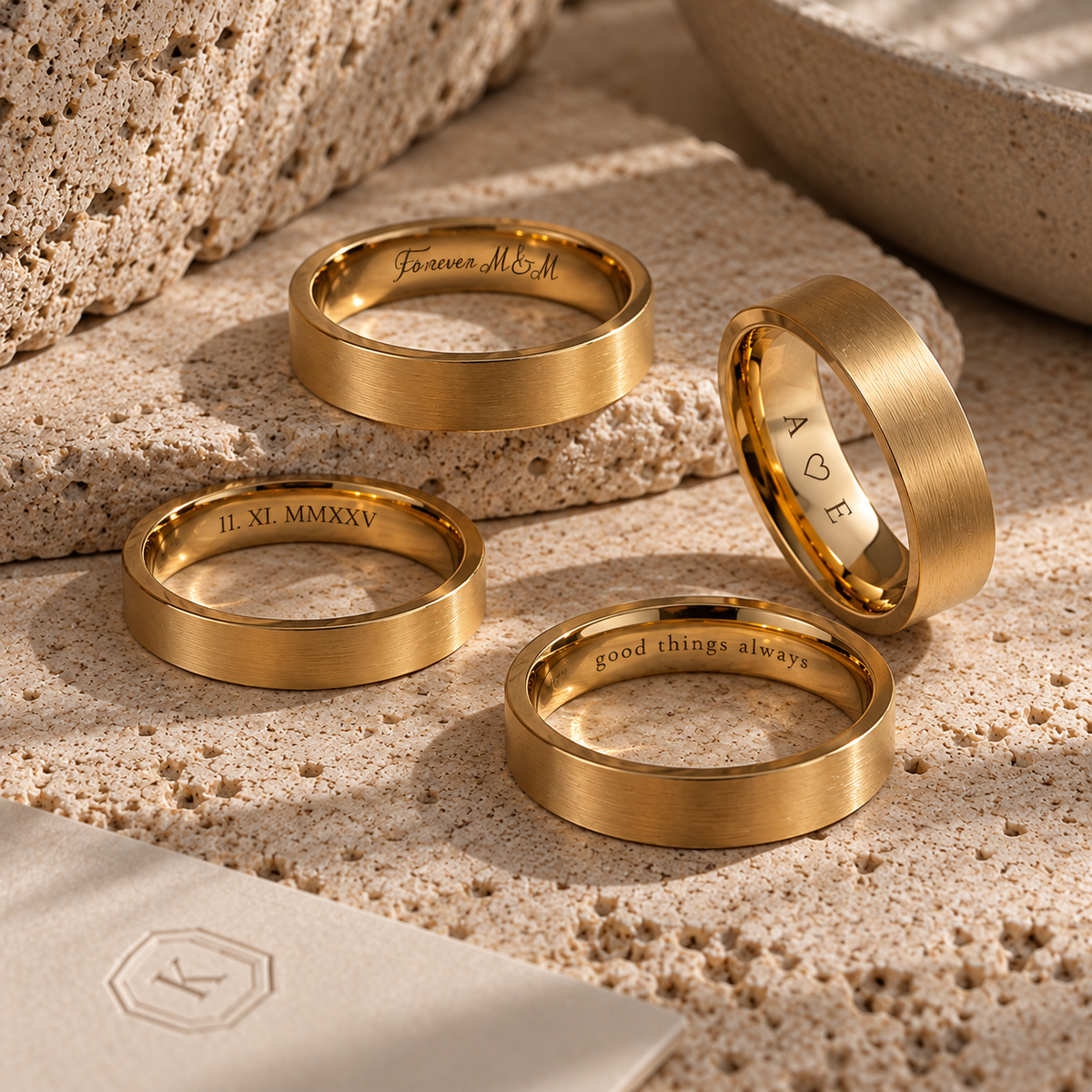 Classic Tungsten Band ⬩ Matte Gold
