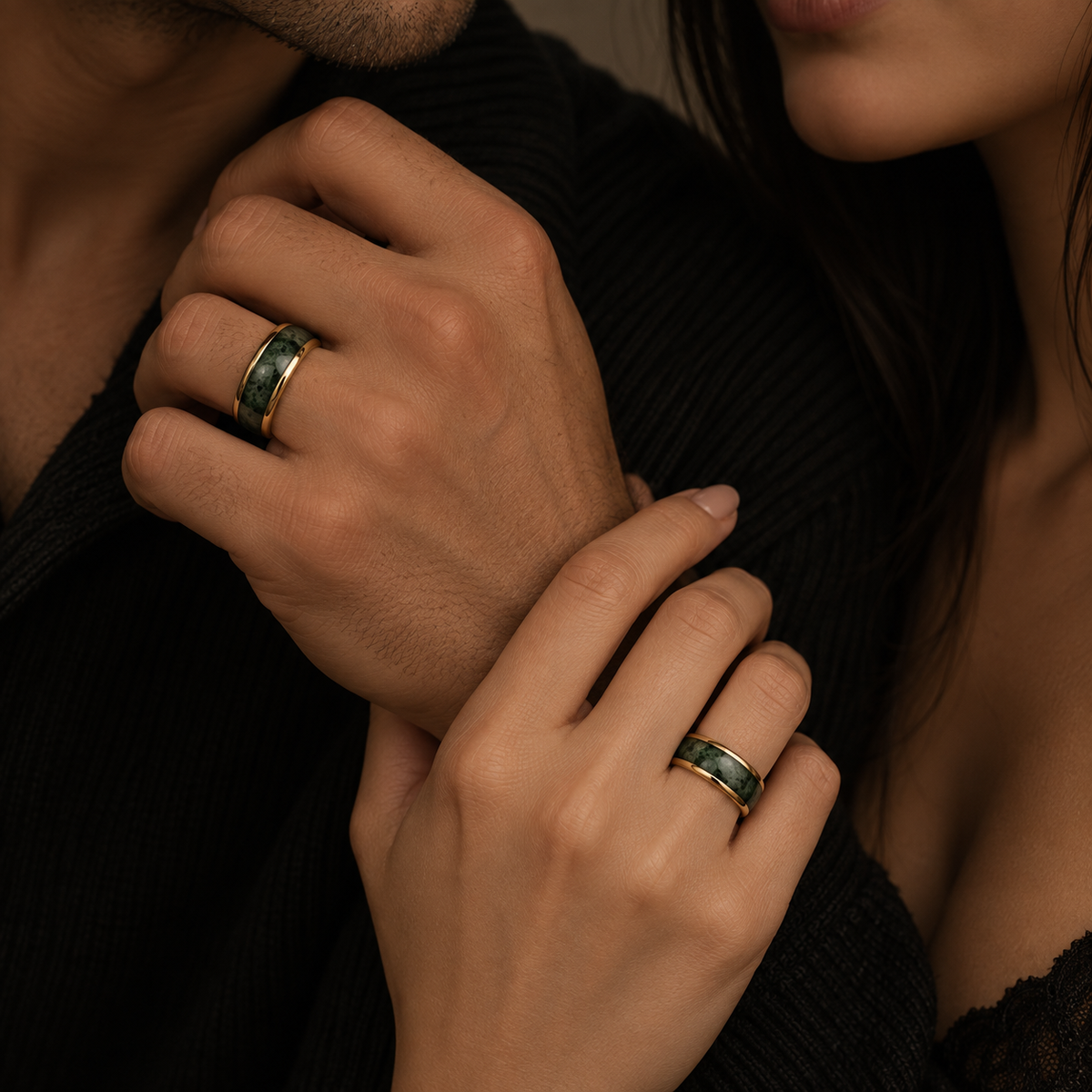 Moss Agate Inlay Domed Band