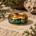 Moss Agate Inlay Domed Band