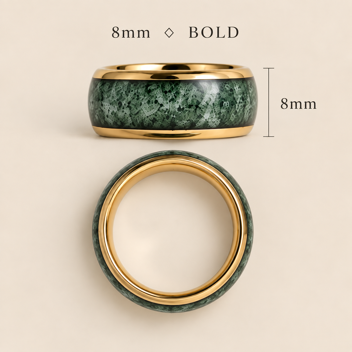 Moss Agate Inlay Domed Band