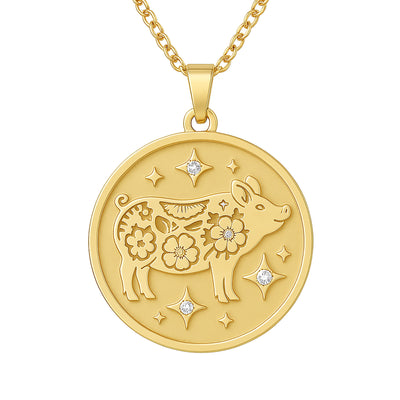 Large Year of The Pig (豬) Lunar Zodiac Coin Pendant