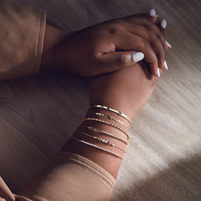 Mirror Chain Bracelet with Round Diamond