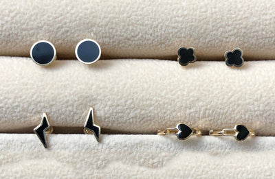 Black Onyx Lightning Bolt Stud