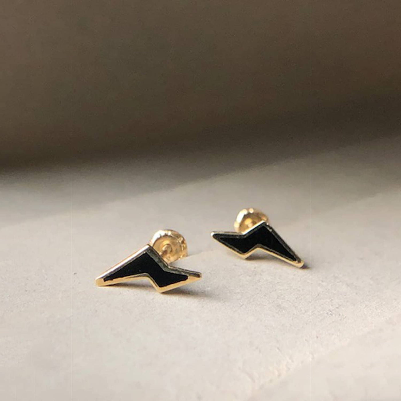 Black Onyx Lightning Bolt Stud