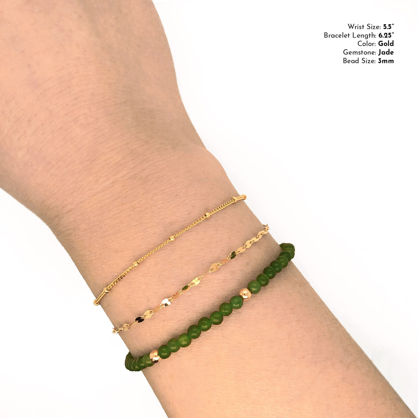 Jade & 14K Solid Gold "Good Luck" Bracelet