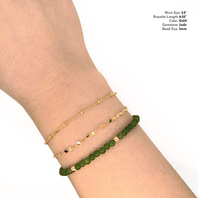 Jade & 14K Solid Gold "Good Luck" Bracelet