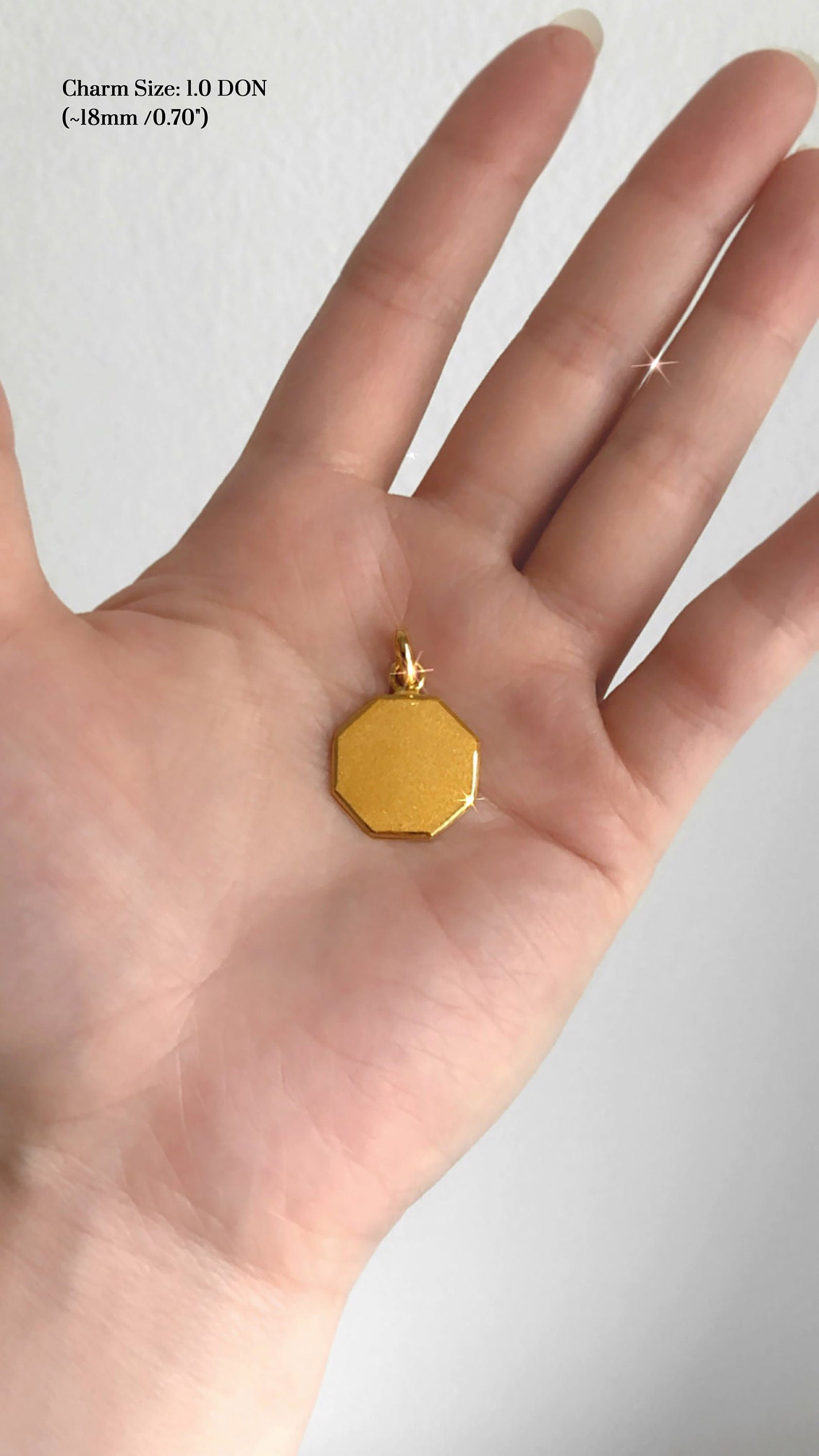 24K Octagon Charm (Complimentary Engraving)