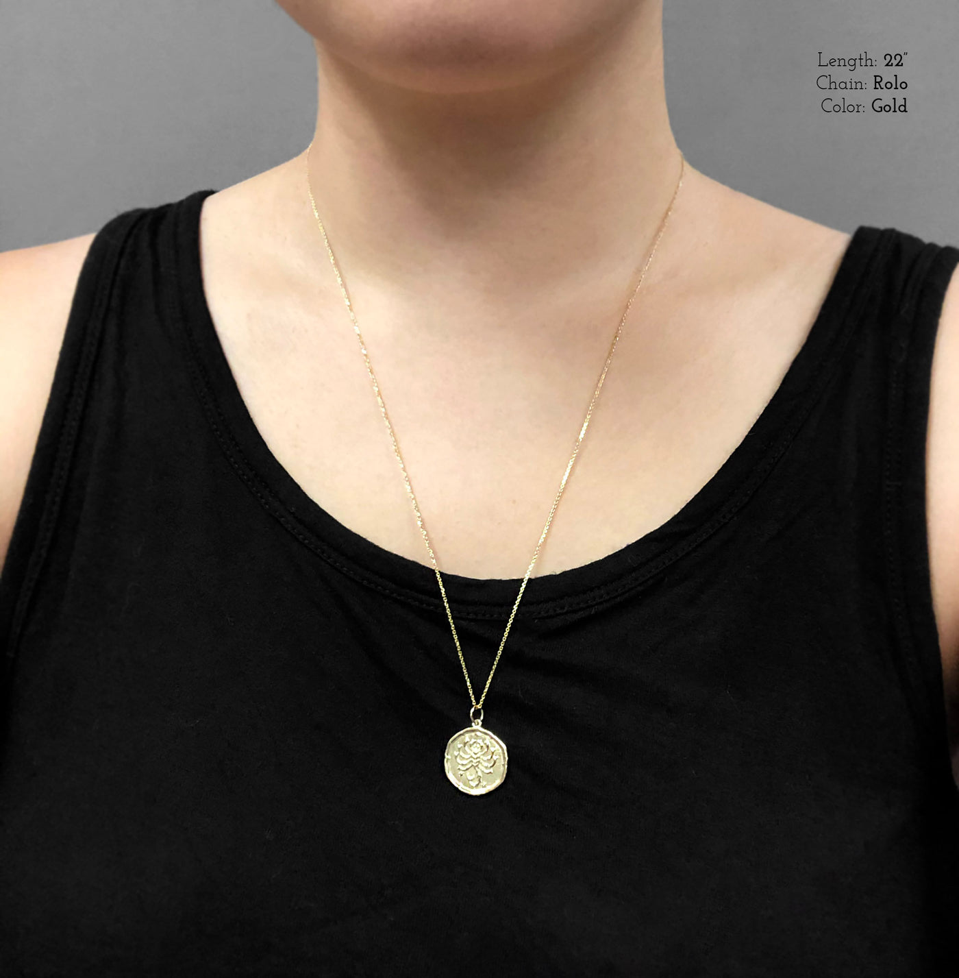 Pisces Zodiac Medallion Necklace with Scalloped Edge