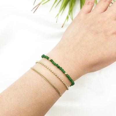 Jade & 14K Solid Gold "Good Luck" Bracelet