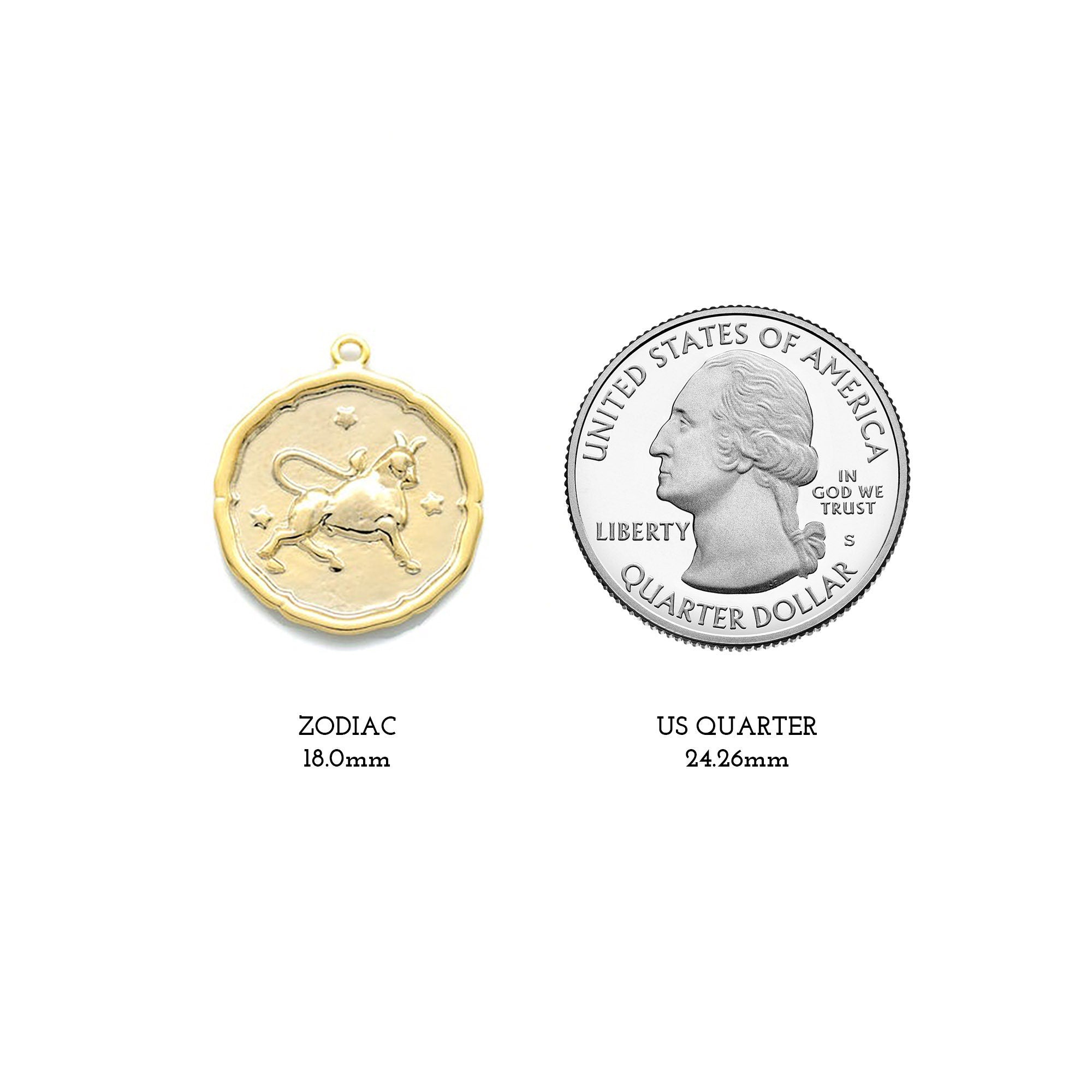 Taurus Zodiac Medallion Necklace with Scalloped Edge