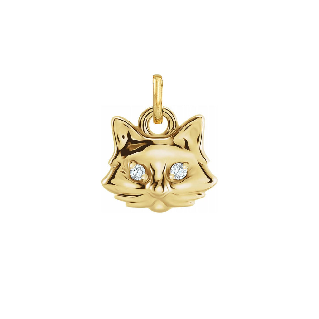 Biggie Starry-Eyed Kitty Charm ⟡ Enchanting Gemstone Cat Eyes Charm Pendant: Birthstone Dangle for Necklaces & Jewelry