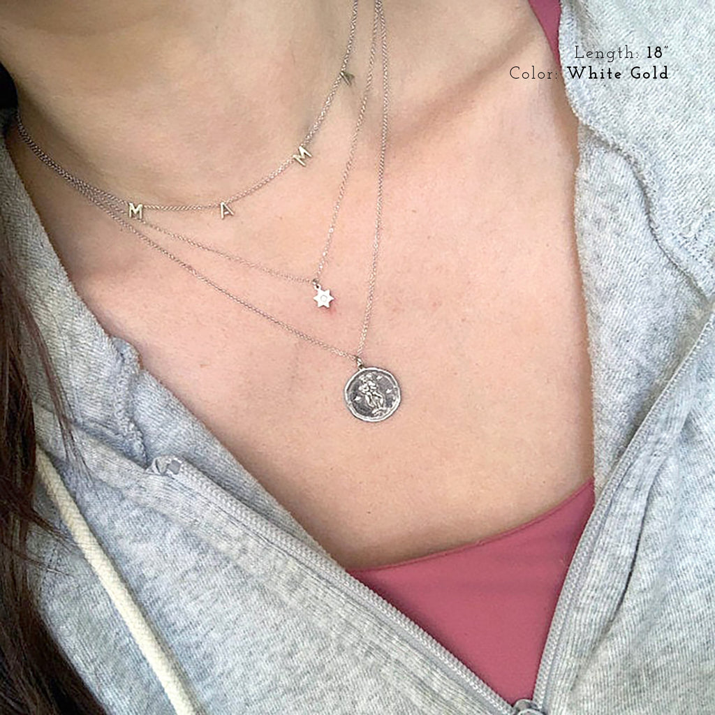 Gemini Zodiac Medallion Necklace with Scalloped Edge