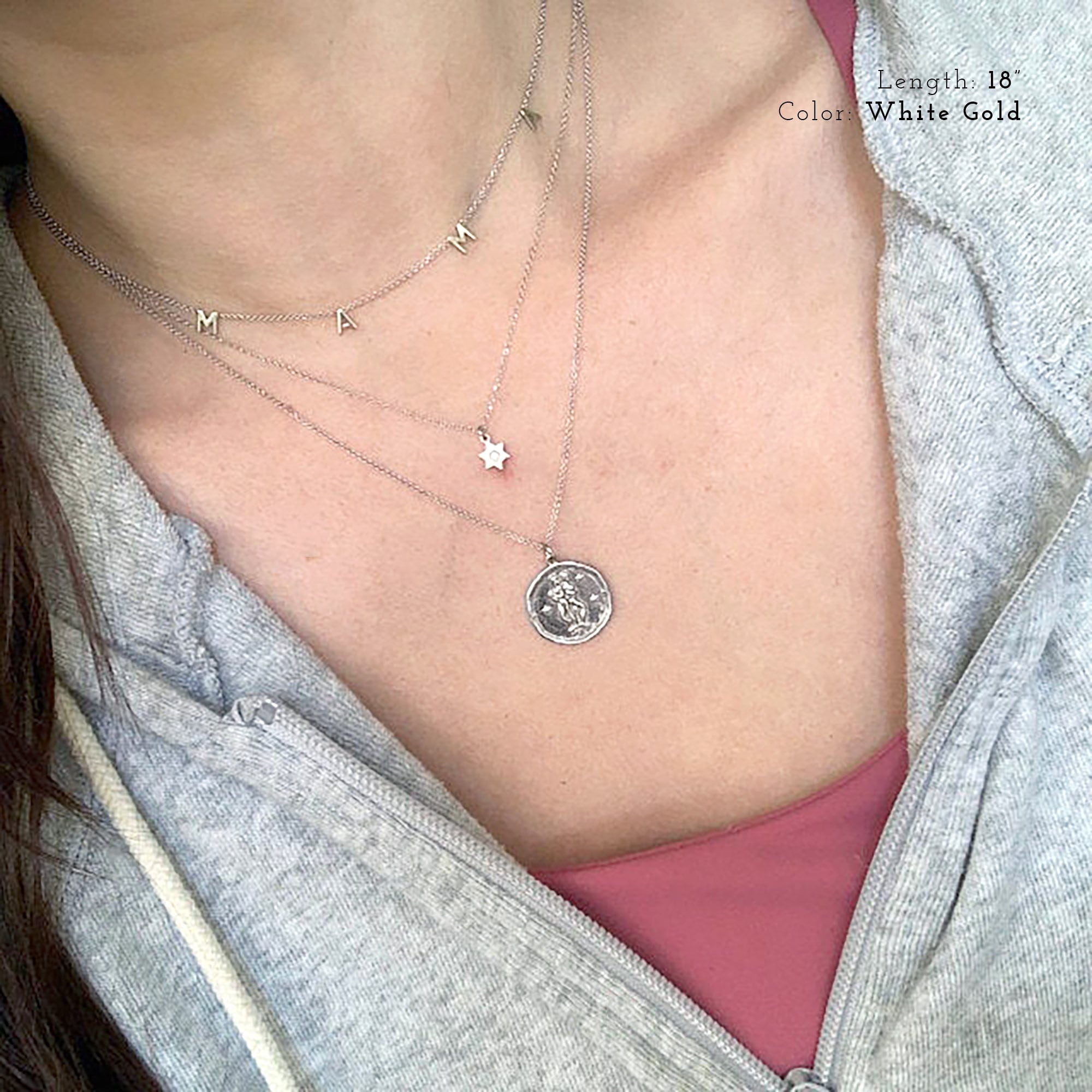 Gemini Zodiac Medallion Necklace with Scalloped Edge