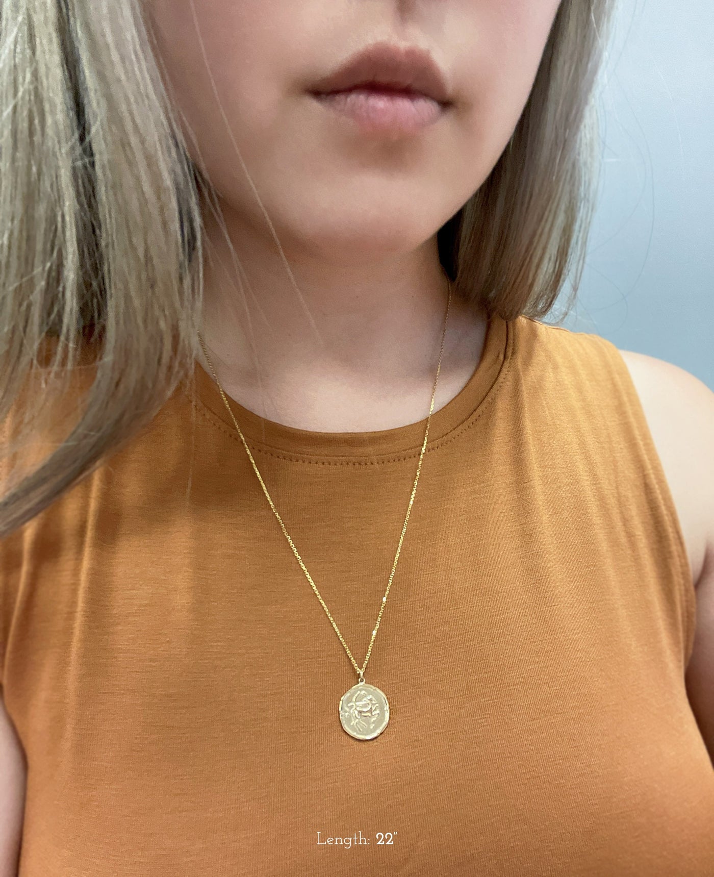 Sagittarius Zodiac Medallion Necklace with Scalloped Edge