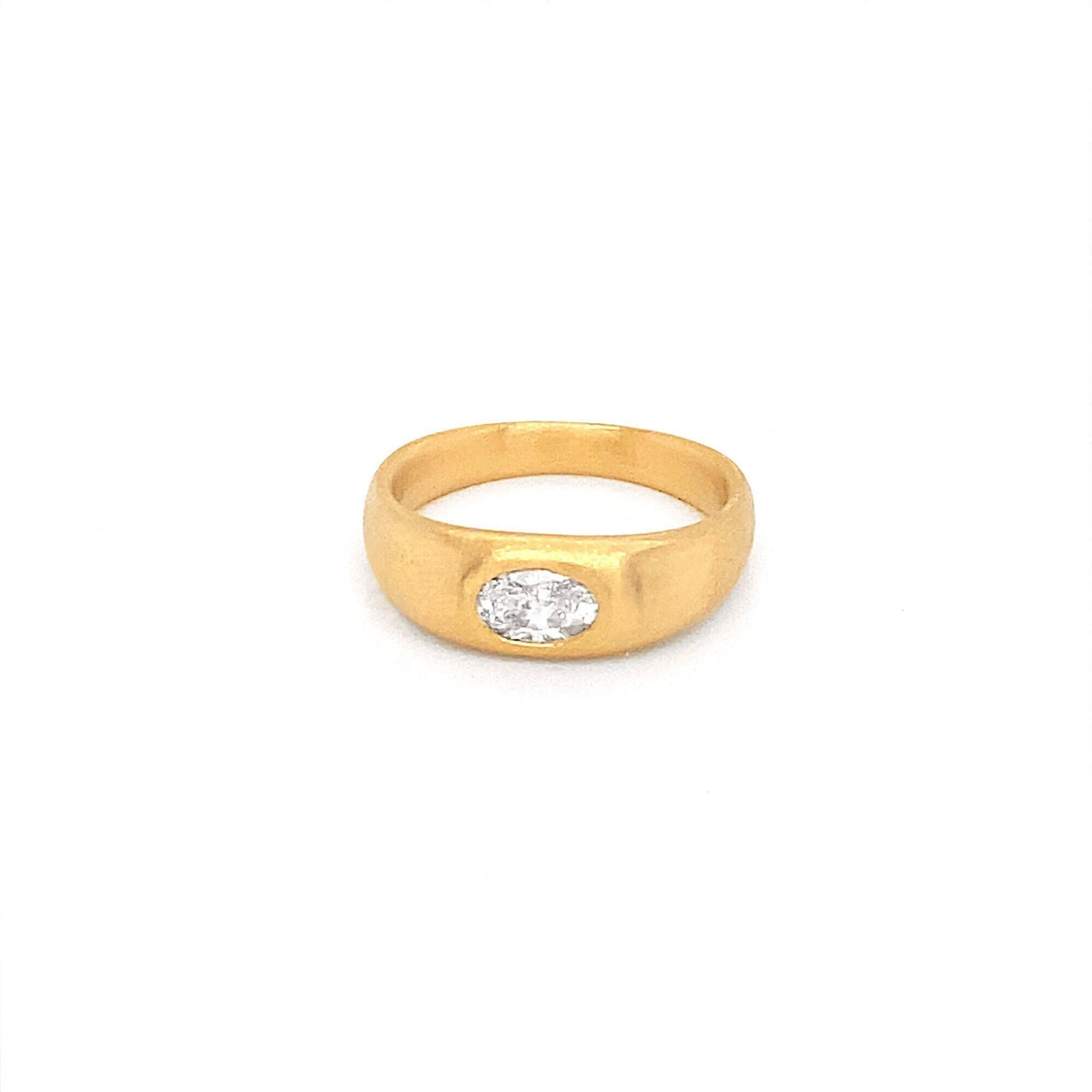 East West Oval Domed Signet Ring