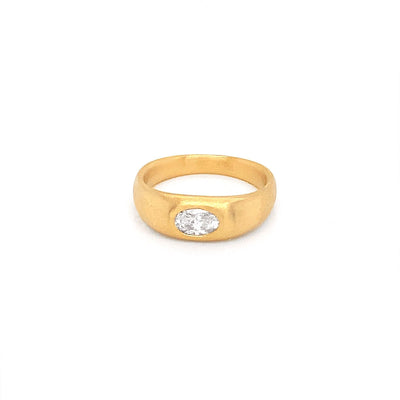 East West Oval Domed Signet Ring