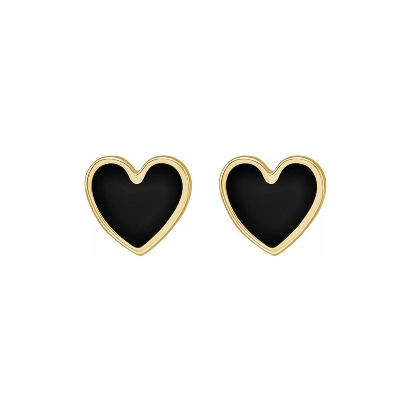 Black Enameled Heart Earrings (pair)