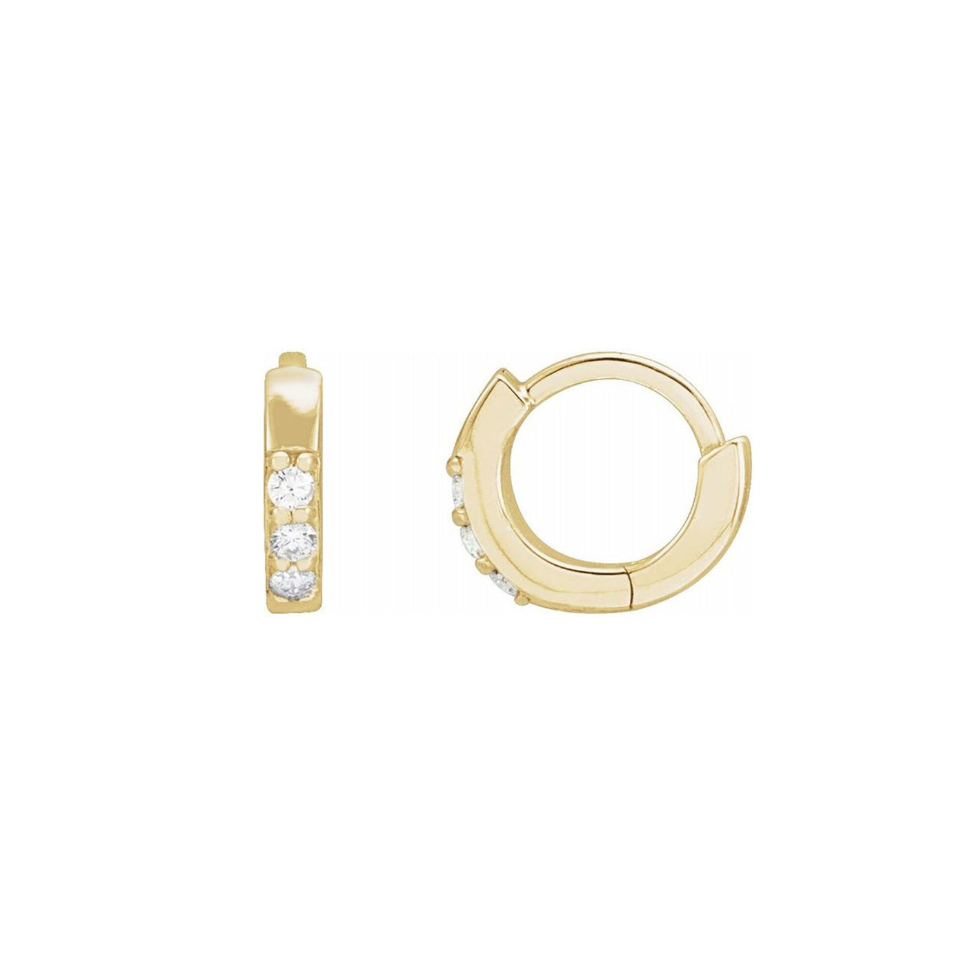 8mm Round Hinged Huggie Earrings in 14K Solid Gold (X-Small Size)