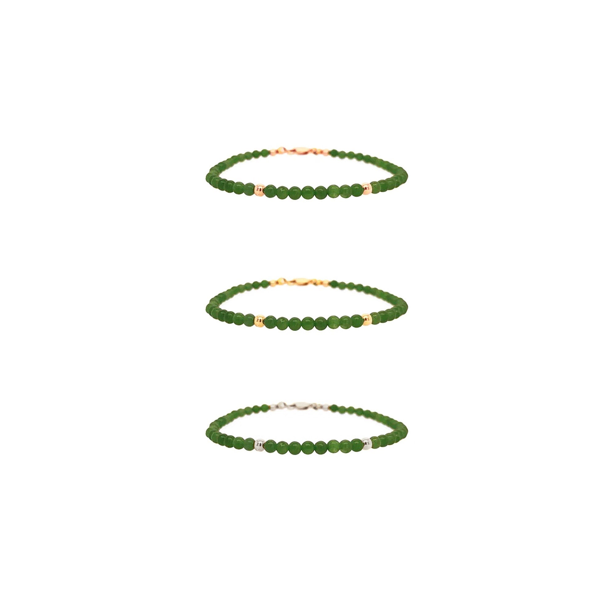 Jade & 14K Solid Gold "Good Luck" Bracelet