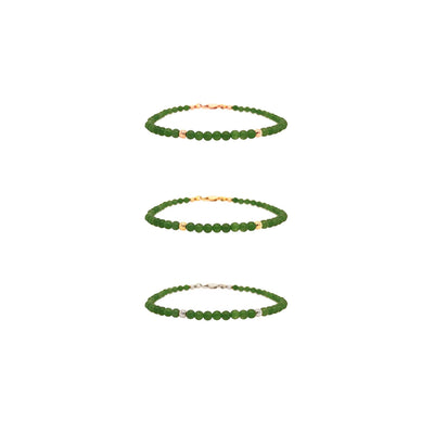 Jade & 14K Solid Gold "Good Luck" Bracelet