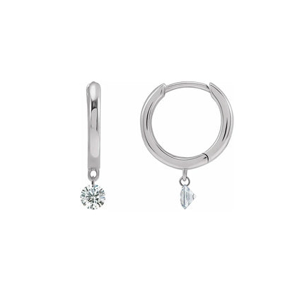 Drilled Natural Diamond Hinged Hoop Earrings (pair)