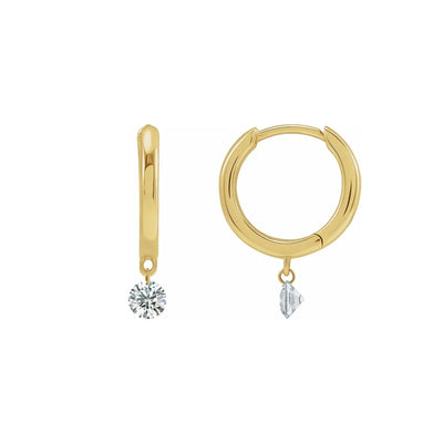 Drilled Natural Diamond Hinged Hoop Earrings (pair)