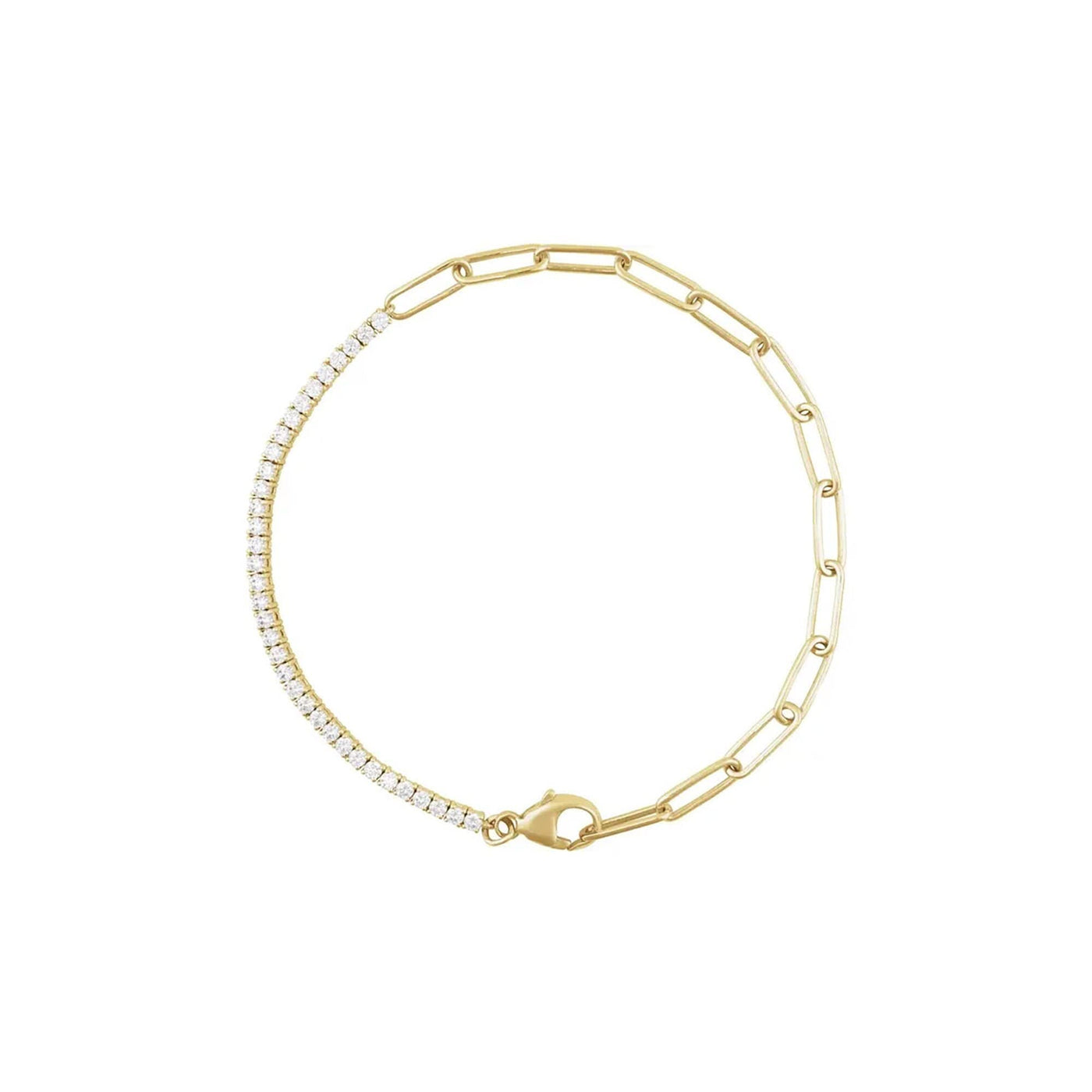 Natural Diamond Tennis & Paperclip Chain Bracelet/Anklet