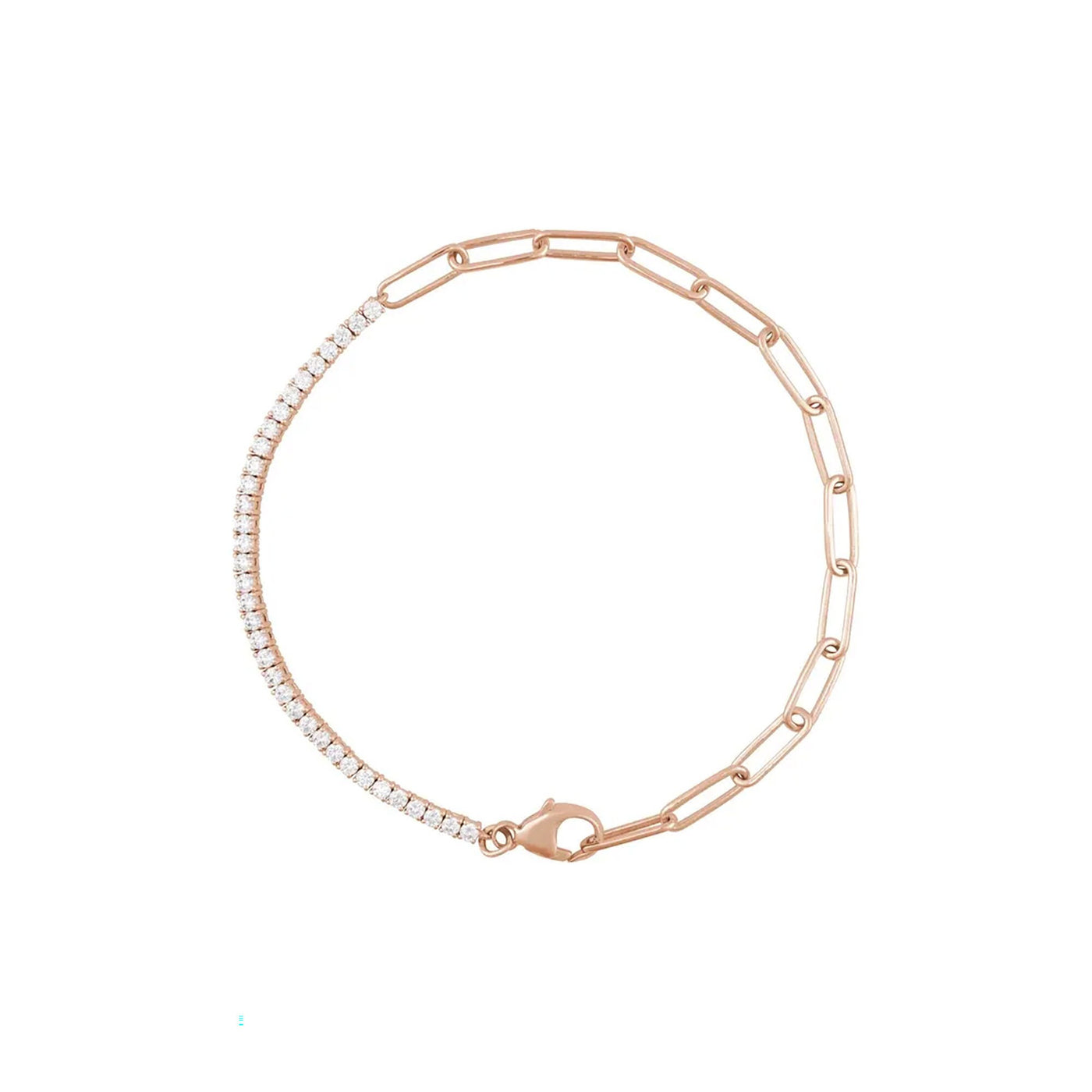 Natural Diamond Tennis & Paperclip Chain Bracelet/Anklet