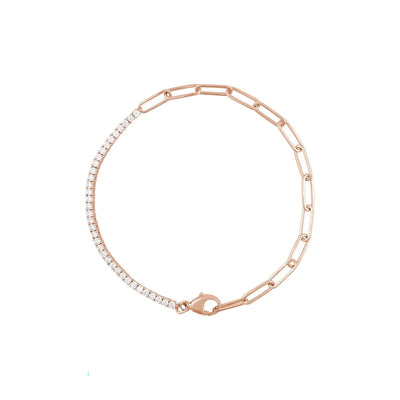 Natural Diamond Tennis & Paperclip Chain Bracelet/Anklet