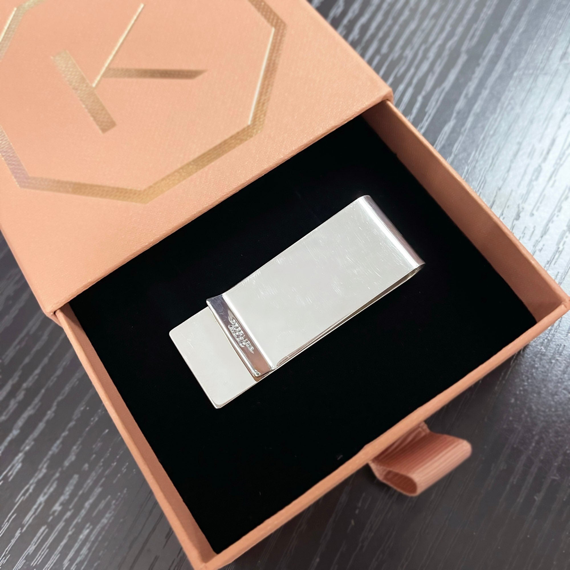 3-Stripe Rectangle Sterling Silver Engravable Money Clip (Complimentary Engraving)