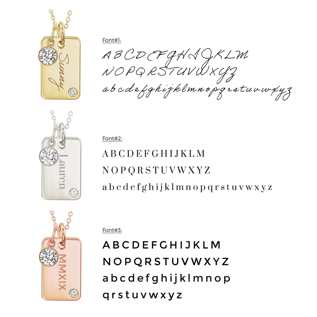 Mini Dog Tag with Round Birthstone (Complimentary Engraving)