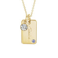 Mini Dog Tag with Round Birthstone (Complimentary Engraving)