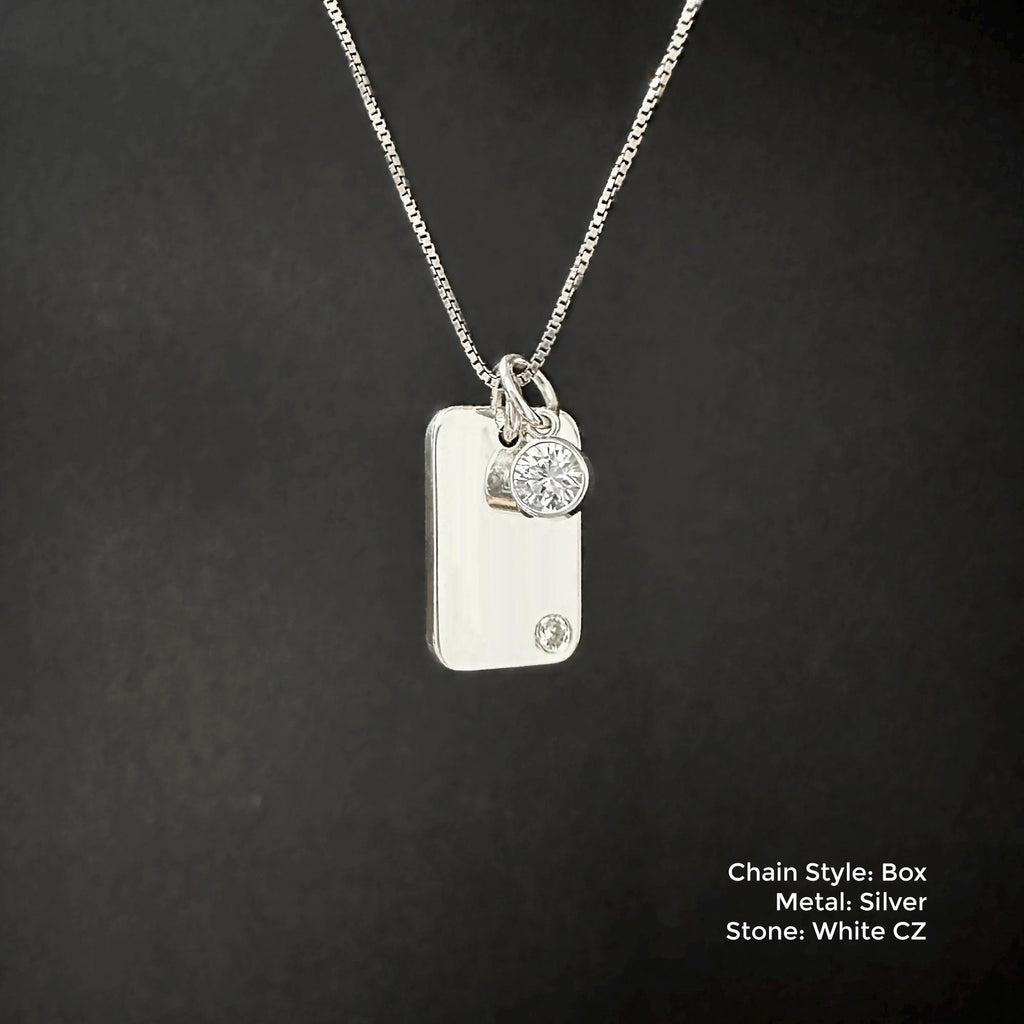 Mini Dog Tag with Round Birthstone (Complimentary Engraving)