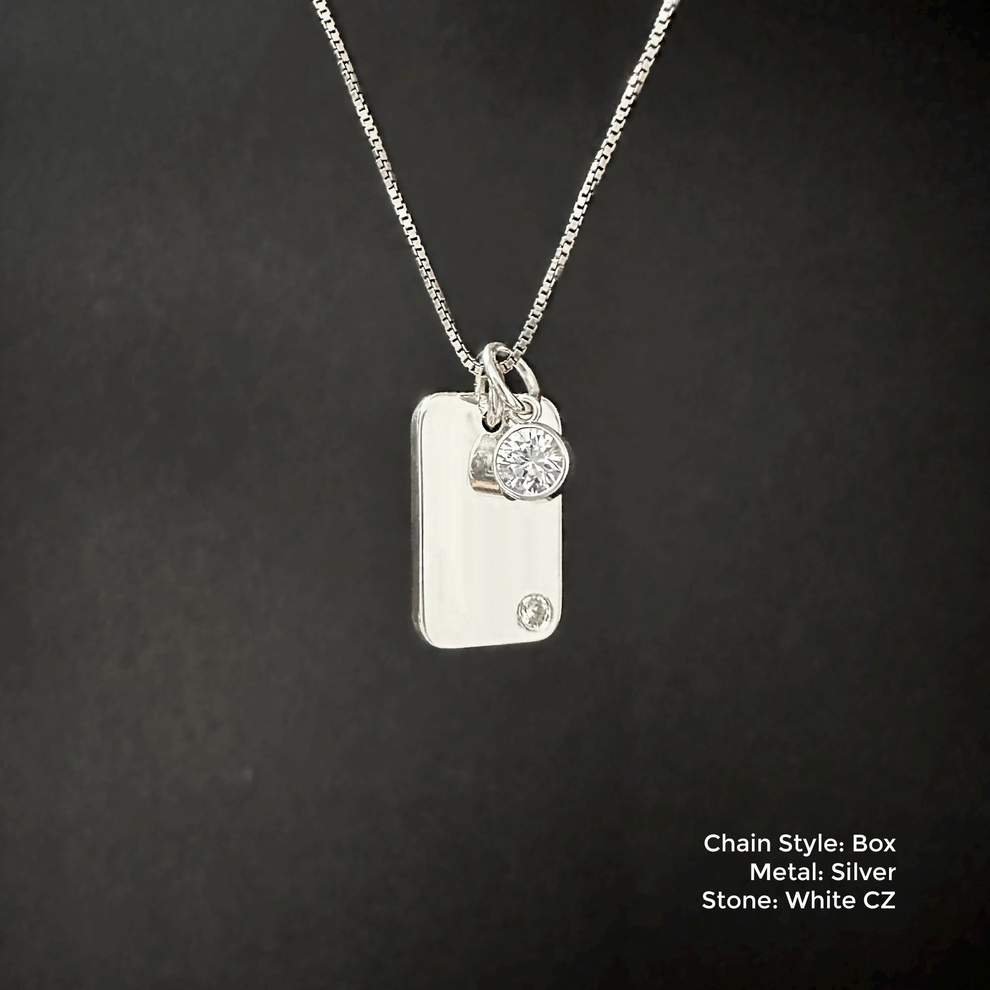 Mini Dog Tag with Round Birthstone (Complimentary Engraving)
