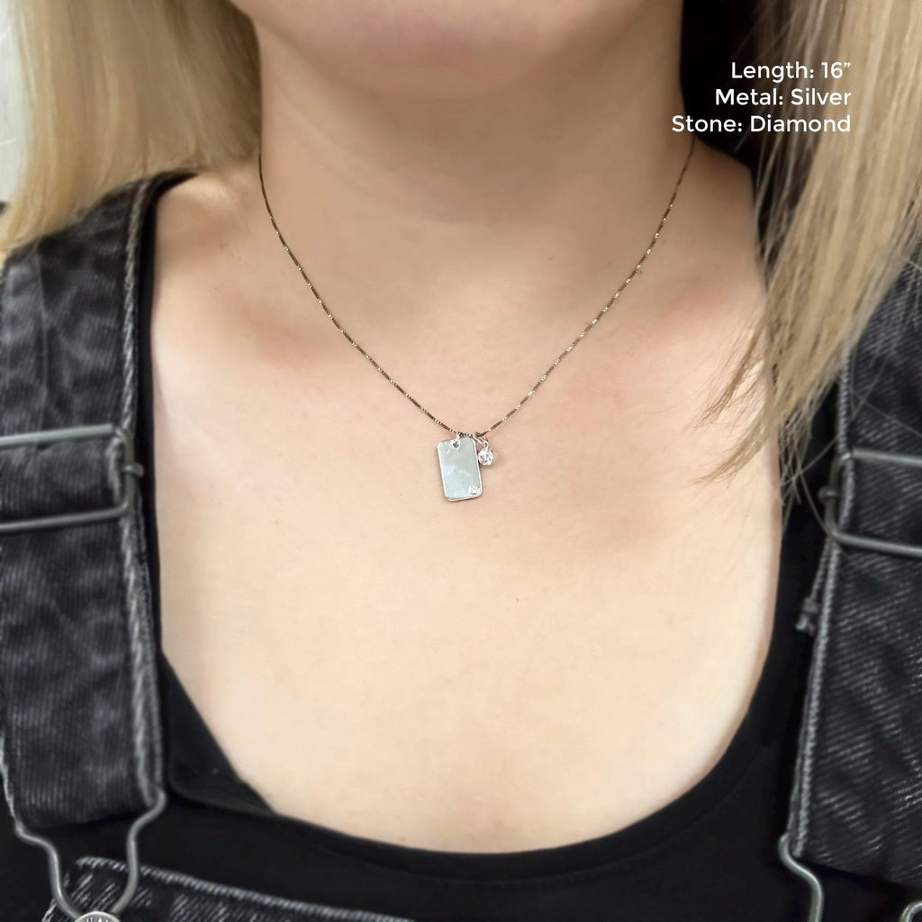 Mini Dog Tag with Round Birthstone (Complimentary Engraving)