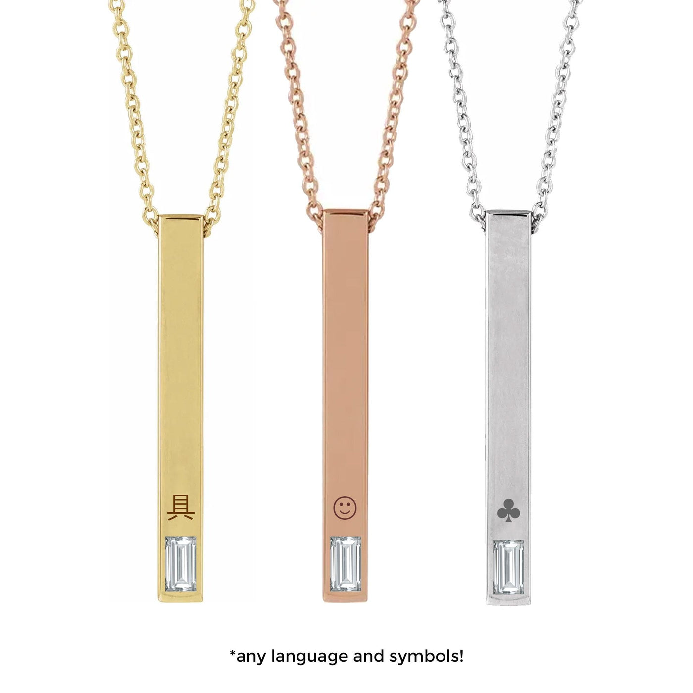 BAGUETTE PRISMA • 3D Rectangle Bar Pendant with Baguette • Geo Collection